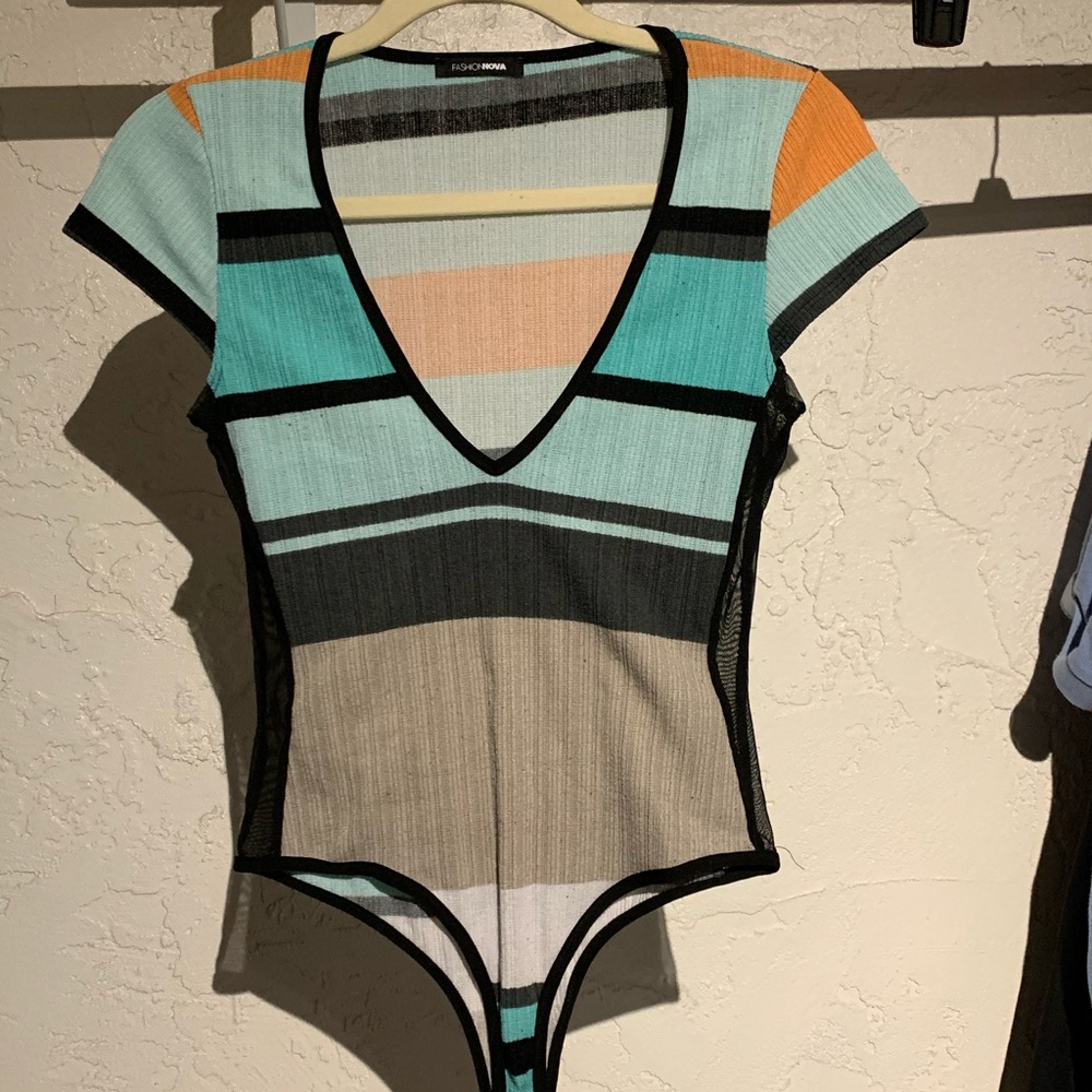 Fashion Nova Colorful Mesh Sided Body Suit
